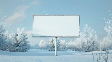 Aufkleber - A closeup mockup of a large blank billboard sign in a winter snow scene The sign is ready for your design and the winter scene will make your advertisement stand out : Generative AI