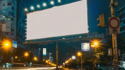 Aufkleber - Billboard billboard canvas billboard layout on the background of the city The concept of outdoor advertising marketing sales mockup : Generative AI