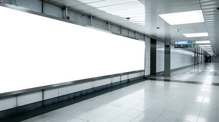 Poster - Billboard Big Rectangular White Mockup at the Airport Underground : Generative AI