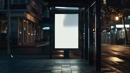 Aufkleber - Blank advertisement mock up  in a bus stop : Generative AI