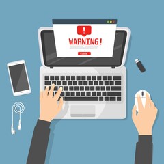 Poster - Avviso di notifica degli avvisi per laptop, spam, virus, errori Internet, trojan	
