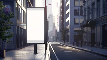 Aufkleber - Blank mock up of vertical street poster billboard on city background : Generative AI