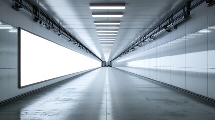 Poster - Indoor outdoor city light mall shop template Blank billboard mock up in a subway station underground interior Urban light box inside advertisement metro airport horizonatal : Generative AI