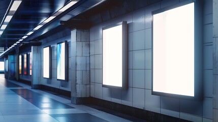 Aufkleber - big three vertical poster on metro station : Generative AI