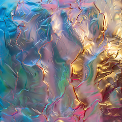 Poster - Holographic rainbow liquid metallic color texture, iridescent vibrant colors, intricate details, highly detailed, digital art