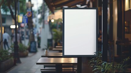 Leinwandbilder - White paper poster mockup displayed outside the building restaurant Marketing and business concept : Generative AI