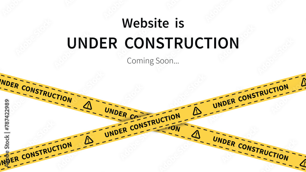Website in under construction banner. Web page building image with text ...