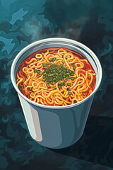 Wall Mural - pixel art style texture of a Japanese Cup noodle on the Dark background