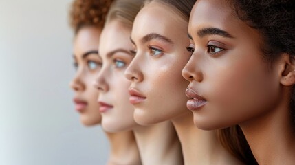 Portrait of women of different nationalities and skin colors 