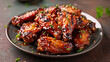 BBQ chicken wings coated in sesame seeds