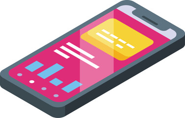 Poster - Smartphone online credit card icon isometric vector. Payment solution. Digital investment