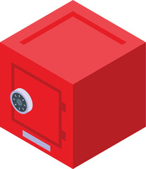 Poster - Red money safe box icon isometric vector. Finance protection. Monetary central