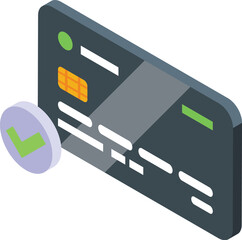 Poster - Approved credit card icon isometric vector. Black color design. Finance tool