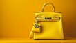 yellow designer bag, a symbol of sophistication.