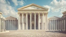 Ancient Roman Temple Facade From The Era Of Jesus Historically Accurate Illustration