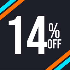 Wall Mural - 14 percent off in white, with dark background and diagonal strips in orange and blue