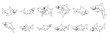 Collection of sharks isolated on transparent background. Hand drawn vector art.