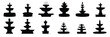 Collection of fountain silhouette isolated on transparent background. Hand drawn vector art. 