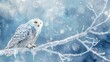 majestic arctic owl perched on icy branch snowy winter wildlife digital painting