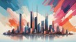Abstract depiction of cityscape skyscrapers.