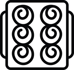 Poster - Buns baking form icon outline vector. Bakery delicious rolls. Cinnamon traditional dessert