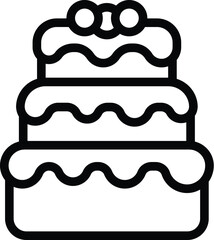 Poster - Birthday cake icon outline vector. Anniversary sweet dessert. Bakery glazed pie