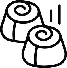 Sticker - Cinnamon pastry buns icon outline vector. Glazed sweet treats. Fresh baked delicacy