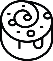 Poster - Sweet dough pastry roll icon outline vector. Breakfast baked bun. Delicious creamy dessert