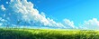 Stunning Landscape Photography. Vivid Blue Sky and Lush Green Field. Dynamic Cloud Formations, Serene Nature Scenery, Vibrant Green and Blue Hues.