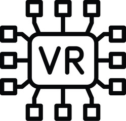 Poster - Digital world immersion system icon outline vector. Futuristic experience. Virtual reality projection