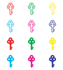 Fototapete - Key icon vector. Key icon sign symbol in trendy flat style. Set elements in colored icons. Key vector icon illustration isolated on white background