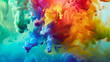 Vibrant colorful ink diffusion in water. Dynamic swirl of multicolored paint. Color explosion