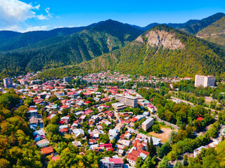 Wall Mural - Borjomi town aerial panoramic view, Georgia