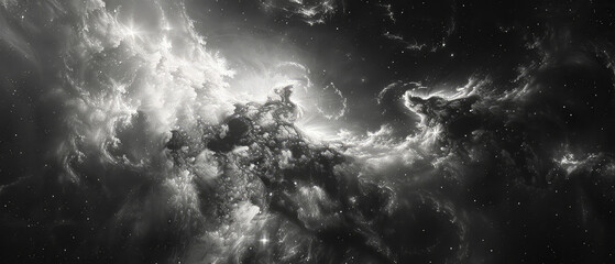 Wall Mural - monochrome abstract galactic nebula image