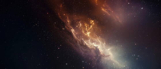 Wall Mural - Majestic cosmic nebula with warm golden hues