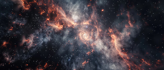 Wall Mural - spiral galaxy engulfed in fiery space clouds