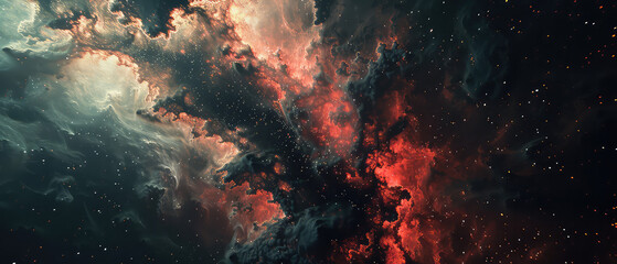 Wall Mural - explosion of red and black space clouds