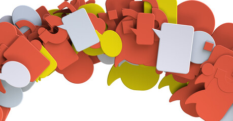 Poster - touching 3D rendering flying email icon with his fin