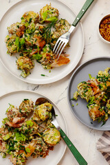 Canvas Print - Potato salad with smoked mackerel and celery.top veiw.