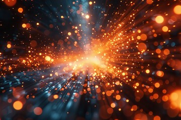 Poster - Abstract light trails representing data transmission or speed of light in deep space, with nice bokeh effect