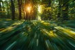 A vivid representation of sunlight filtering through the greenery of a forest, exhibiting the beauty of nature