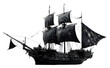 PNG A magical black pirate ship watercraft sailboat vehicle.