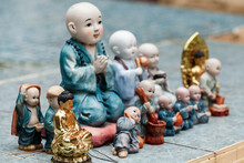 Little Buddha Miniature Statues At The Entrance To Gumyeongsa Temple