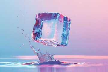 Wall Mural - Summer background with a cube of ice