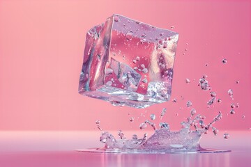 Wall Mural - Summer background with a cube of ice