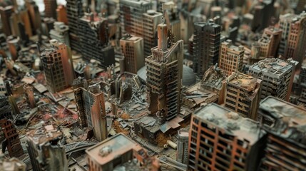 Sticker - A detailed model of a post-apocalyptic cityscape  AI generated illustration