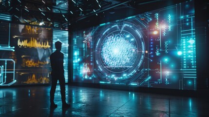 Poster - A holographic projection of a business pitch  AI generated illustration