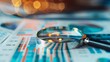 © ArtStage - A magnifying glass analyzing financial data  AI generated illustration