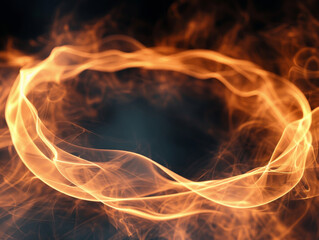 Poster - Fiery orange smoke ring on a dark background.