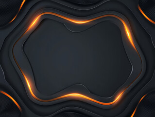 Canvas Print - Golden neon lines forming a 3D geometric tunnel.